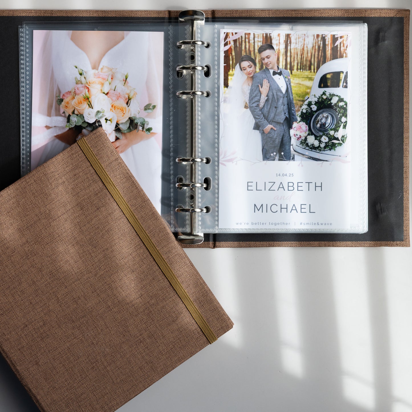6 RING 4x6 Hard Cover Linen Photo Booth Album Binder
