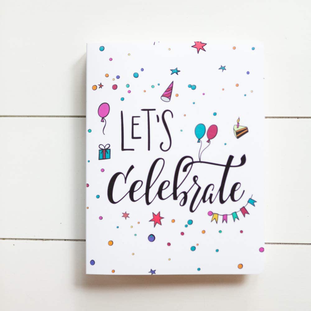 Photo Booth Photo Album - For Wedding or Party- Holds 120 Photobooth 2x6 Photo Strips - LET'S CELEBRATE
