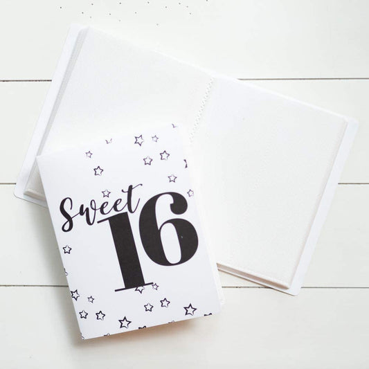 Photo Booth Photo Album - For Wedding or Party- Holds 120 Photobooth 2x6 Photo Strips - Slide In - SWEET 16