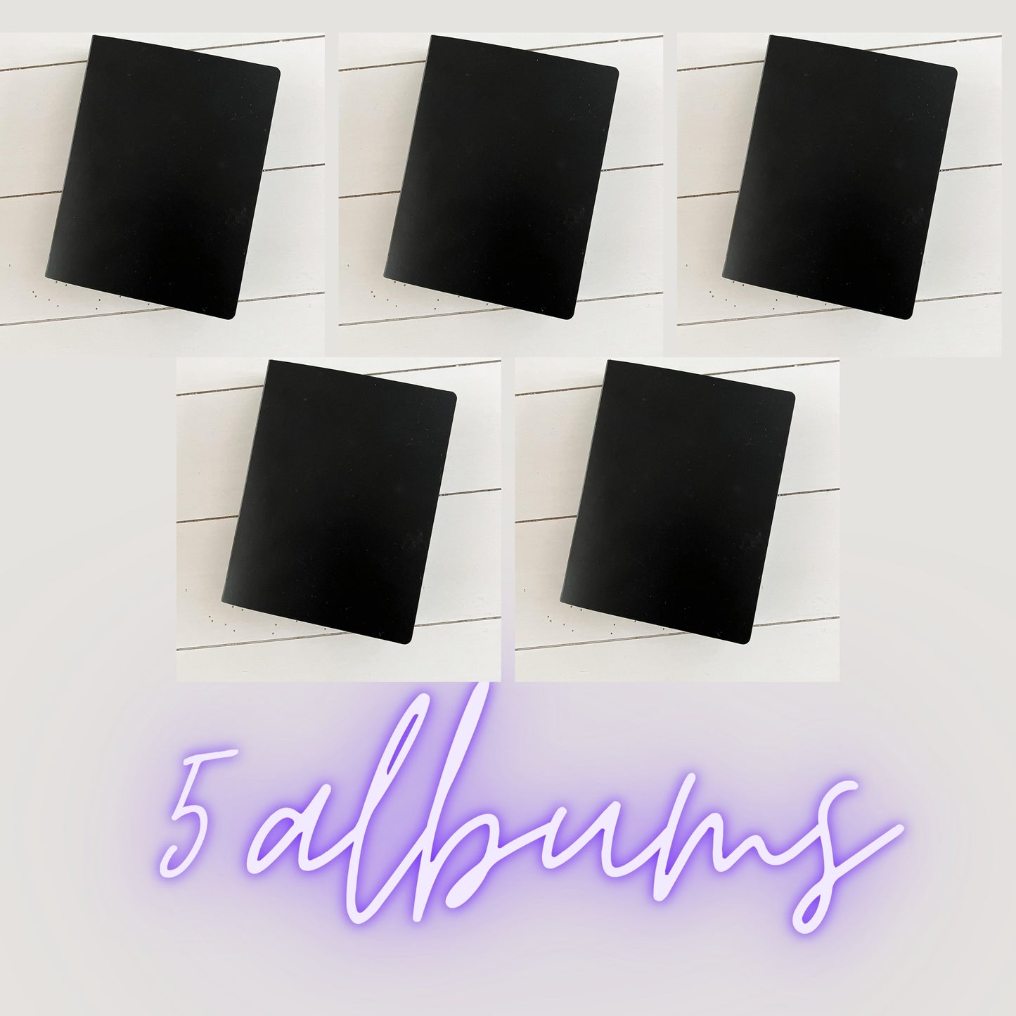 SET OF 5! Photo Booth Photo Album - For Wedding or Party- Holds 120 Photobooth 2x6 Photo Strips - Slide In - BLACK
