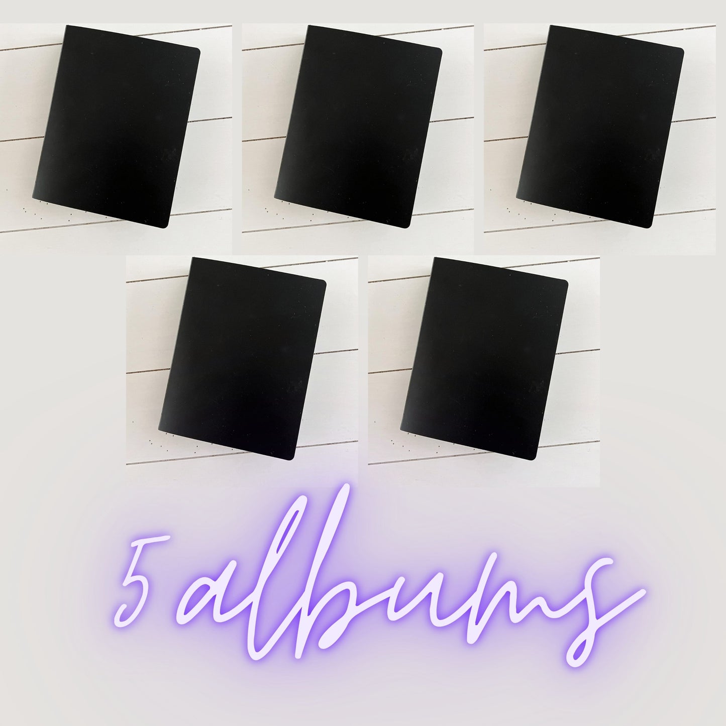 SET OF 5! Photo Booth Photo Album - For Wedding or Party- Holds 120 Photobooth 2x6 Photo Strips - Slide In - BLACK
