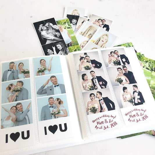 Photo Booth Photo Album - For Wedding or Party- Holds 120 Photobooth 2x6 Photo Strips - Slide In - CAPTURE THE LOVE
