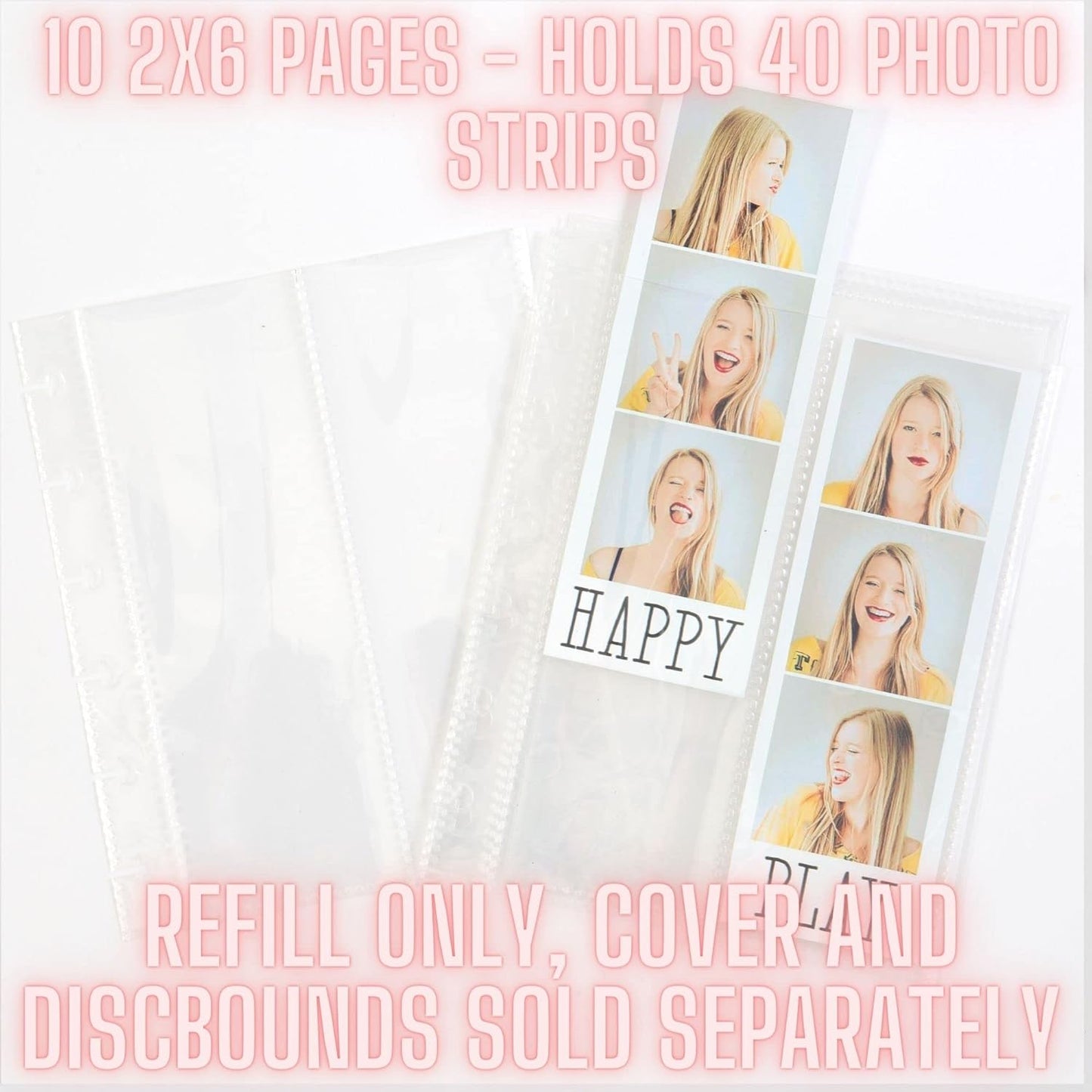 Discbound Photo Album For 2x6 Photo Booth Photos - ADDITIONAL 2X6 PAGES