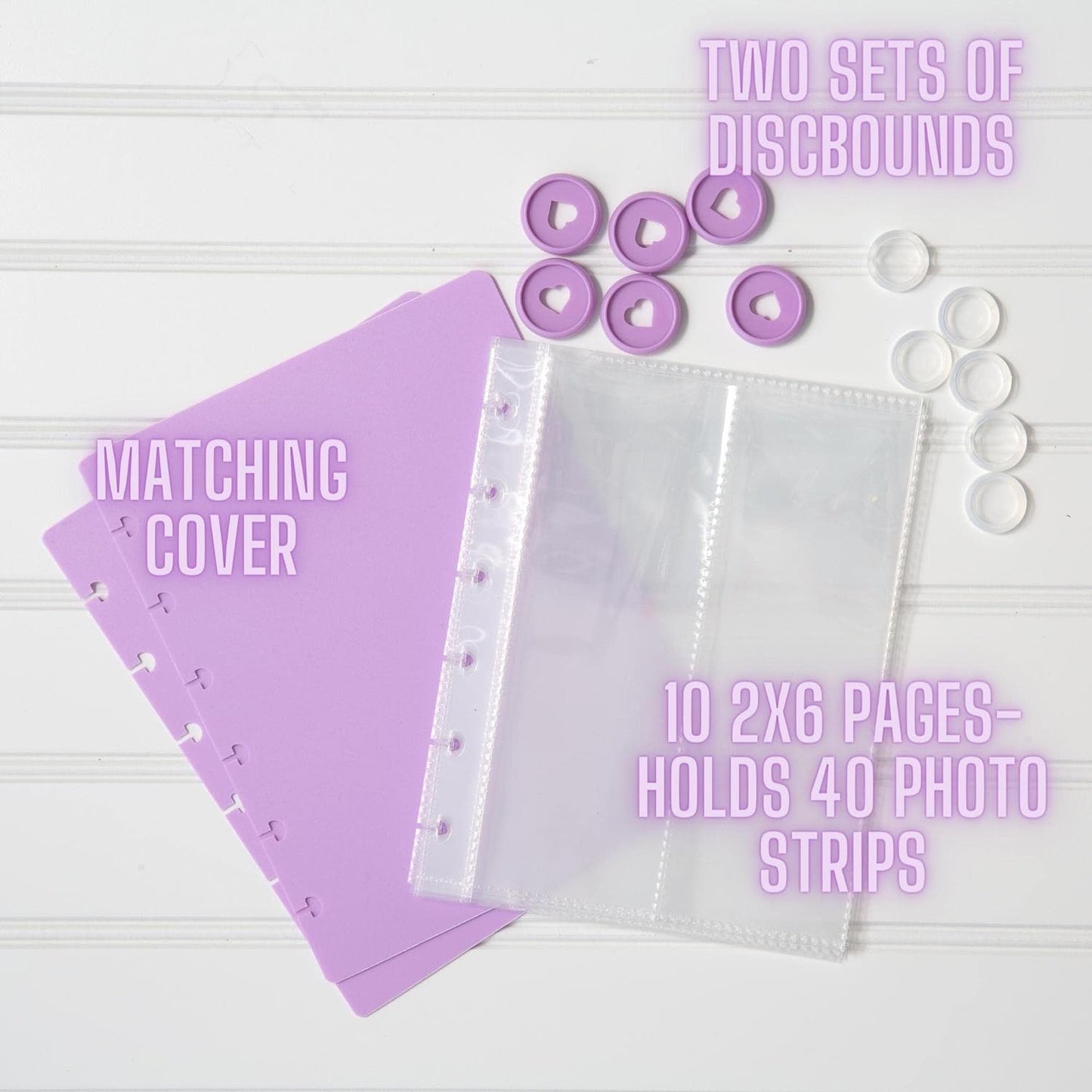 Create Your Own Discbound Photo Album For 2x6 Photo Booth Photos, 3x4 Pictures, 4x6 Prints - Mix And Combine!- PURPLE COVER