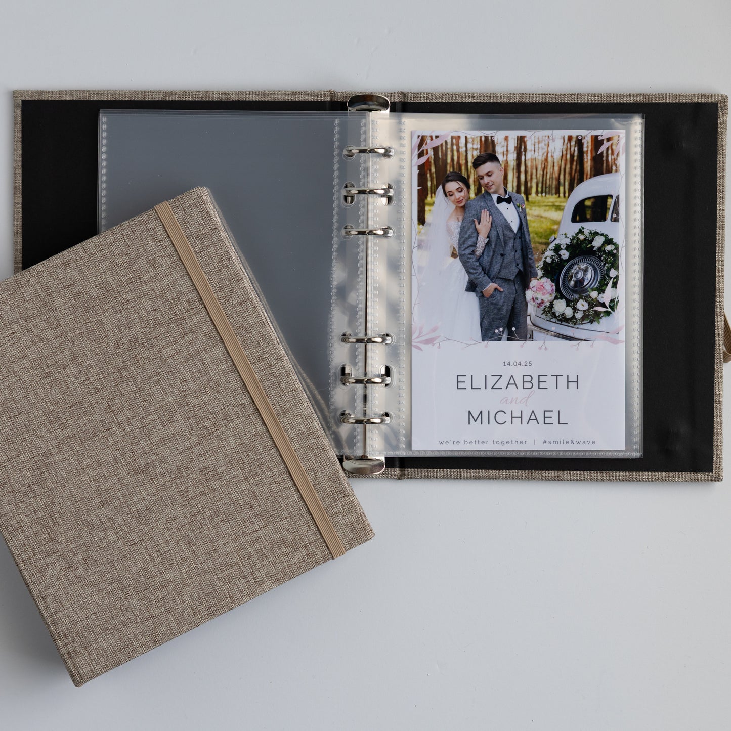 6 RING 4x6 Hard Cover Linen Photo Booth Album Binder