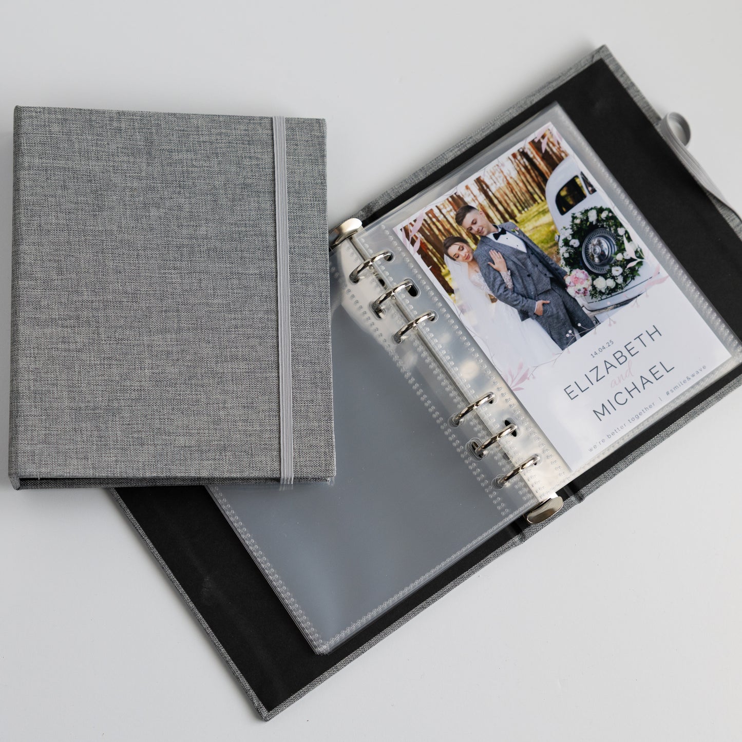 6 RING 4x6 Hard Cover Linen Photo Booth Album Binder