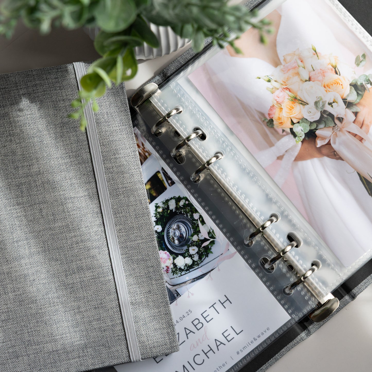 6 RING 4x6 Hard Cover Linen Photo Booth Album Binder
