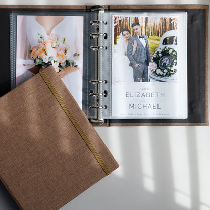6 RING 4x6 Hard Cover Linen Photo Booth Album Binder