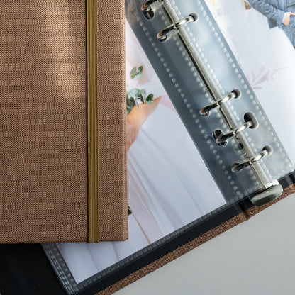 6 RING 4x6 Hard Cover Linen Photo Booth Album Binder