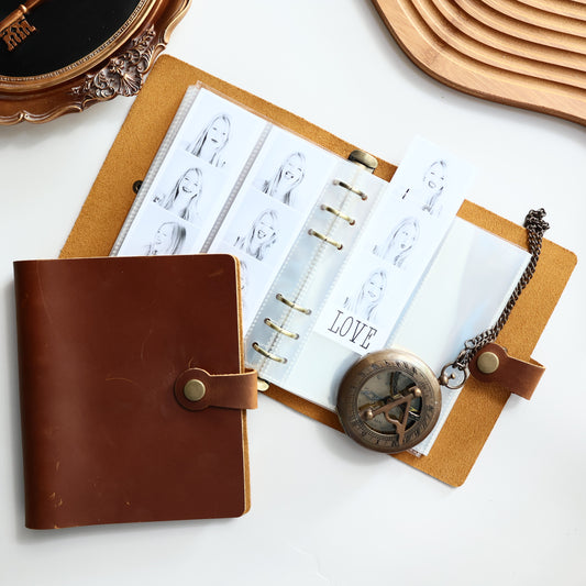 LEATHER 6 Ring Binder 2x6 Photo Album
