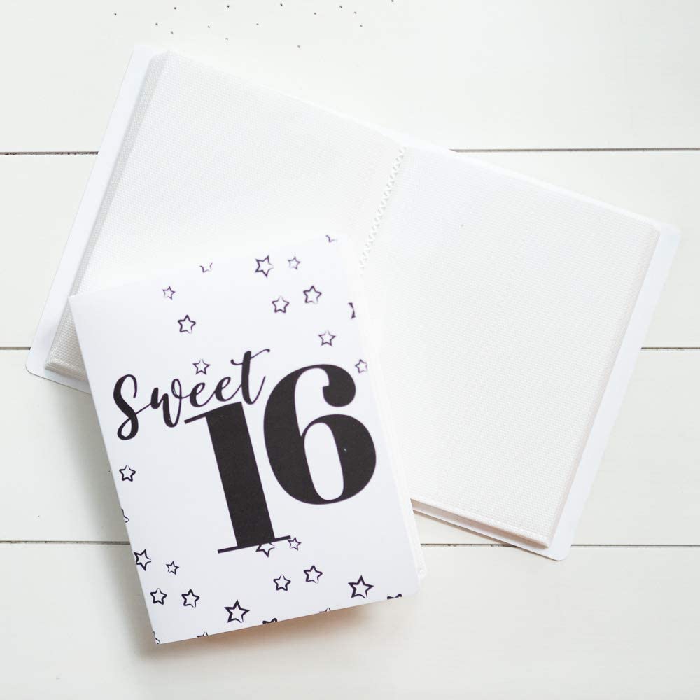 Photo Booth Photo Album - For Wedding or Party- Holds 120 Photobooth 2x6 Photo Strips - Slide In - SWEET 16