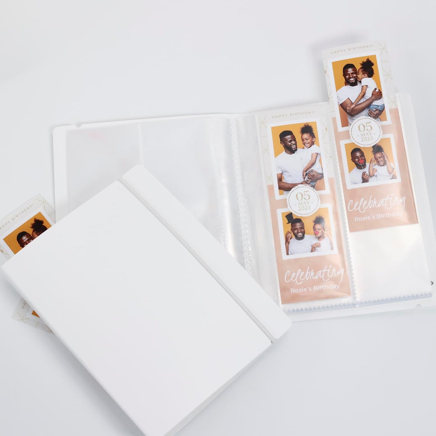 Photo Booth Photo Album - For Wedding or Party- Holds 120 Photobooth 2x6 Photo Strips - Slide In - WITH BAND