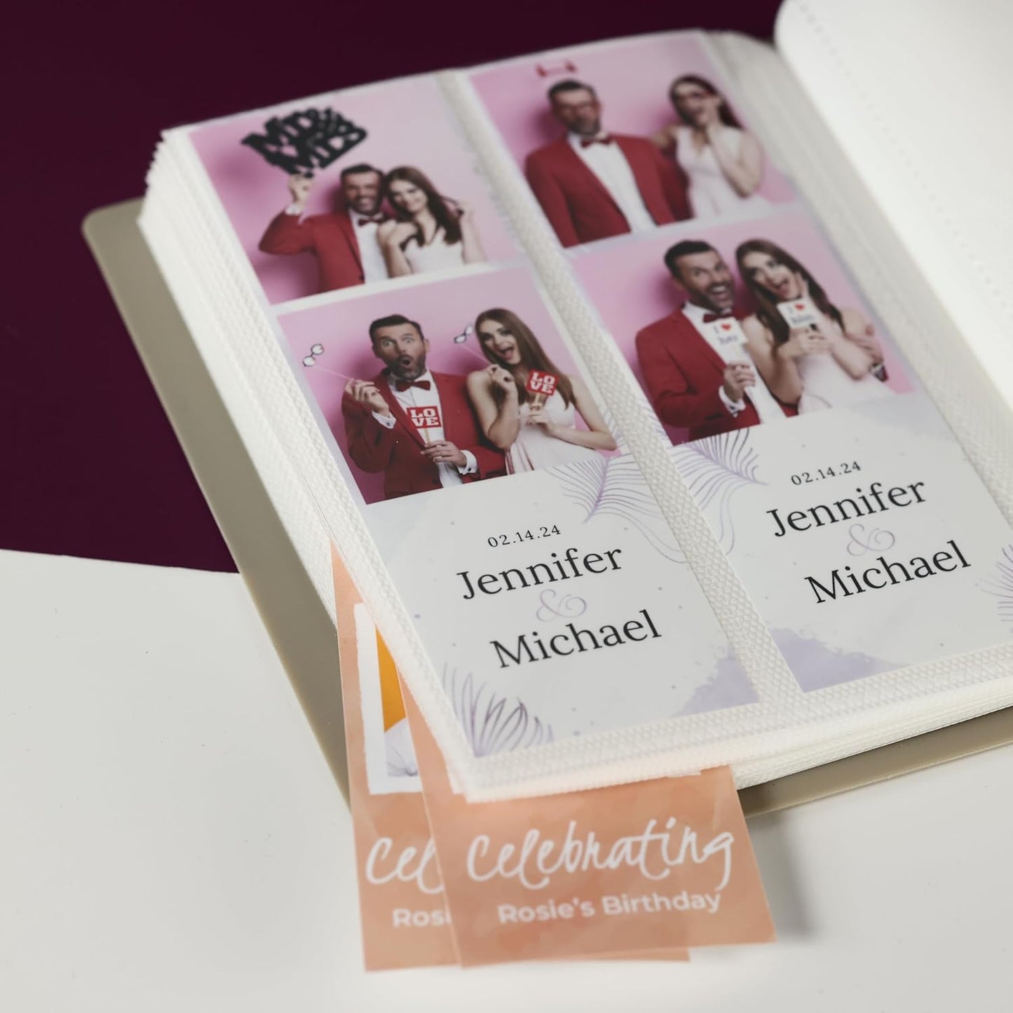 *Photo Plastic Booth Photo Album - For Wedding or Party- Holds 120 Photobooth 2x6 Photo Strips - Slide In