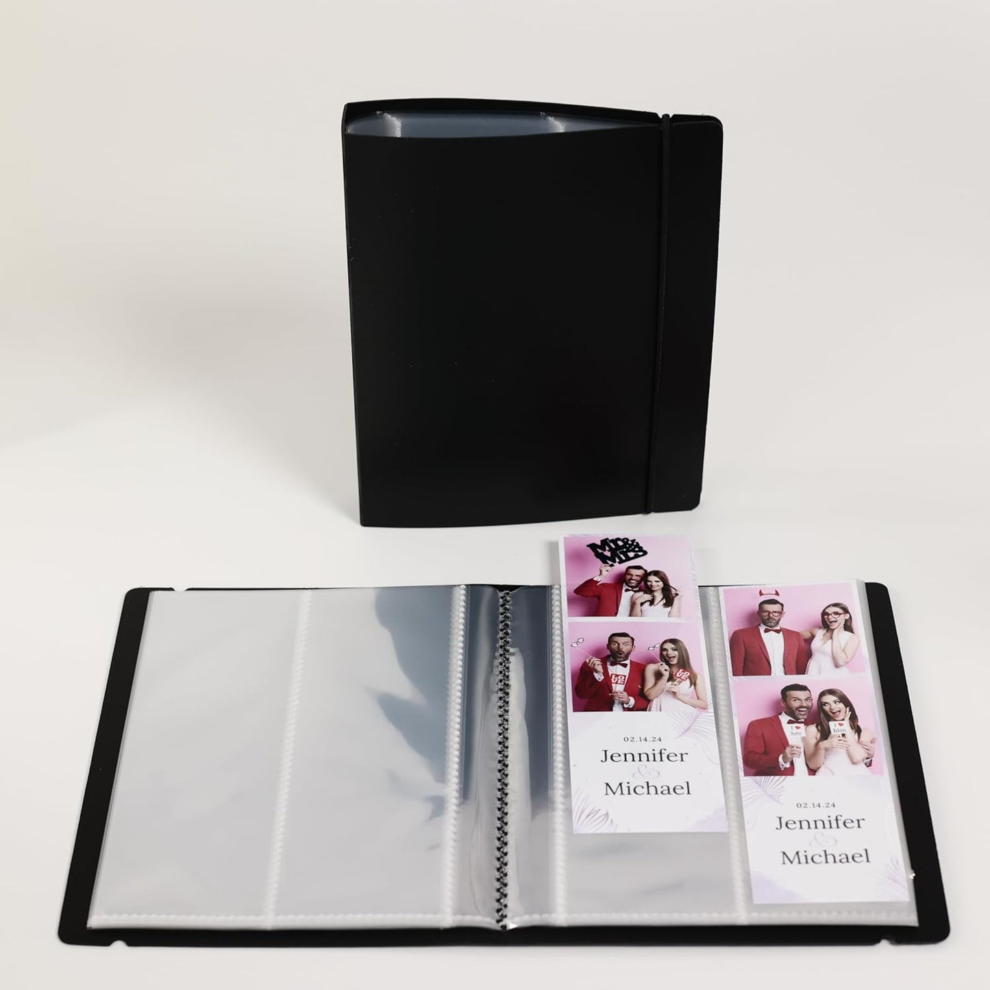 Photo Booth Photo Album - For Wedding or Party- Holds 120 Photobooth 2x6 Photo Strips - Slide In - WITH BAND