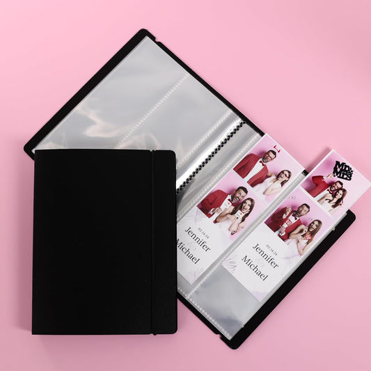 Photo Booth Photo Album - For Wedding or Party- Holds 120 Photobooth 2x6 Photo Strips - Slide In - WITH BAND