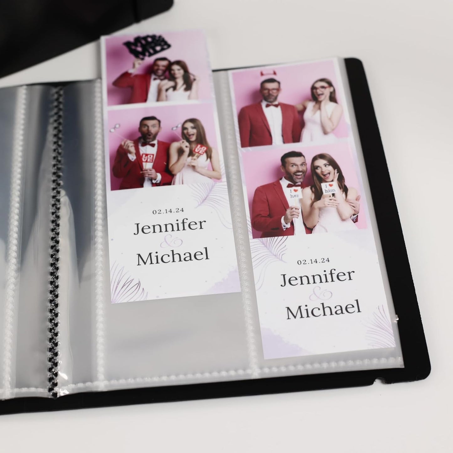 Photo Booth Photo Album - For Wedding or Party- Holds 120 Photobooth 2x6 Photo Strips - Slide In - WITH BAND