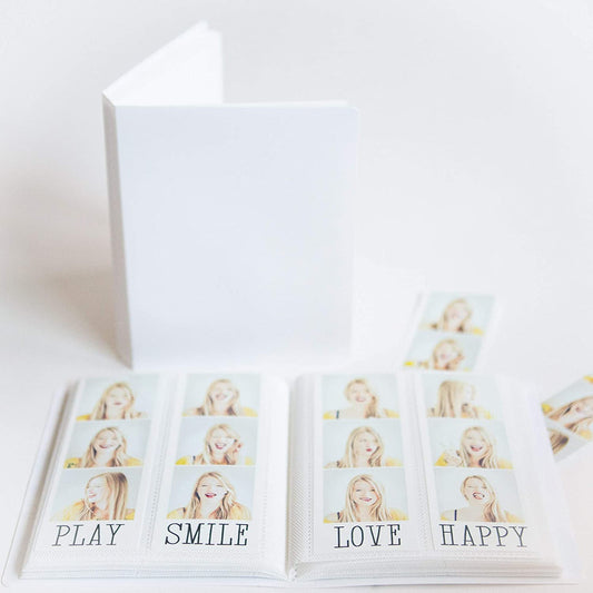 Photo Booth Photo Album - For Wedding or Party- Holds 120 Photobooth 2x6 Photo Strips - Slide In - WHITE