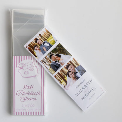 2x6 Self-Seal Picture Sleeves, Photobooth Picture Protector Bags, for Photo Strips, Bookmarks, Tickets and Other Memorabilia - SET OF 50